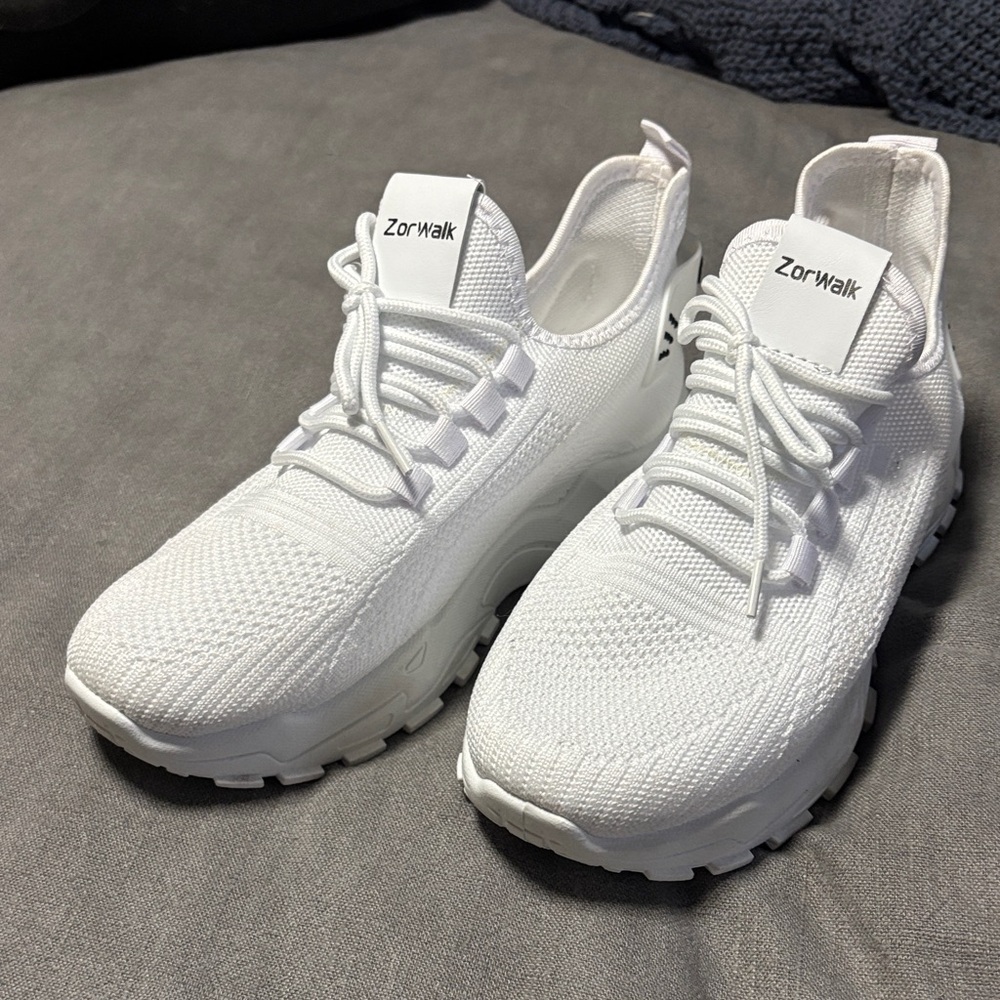Women's White Knit Athletic Sneakers